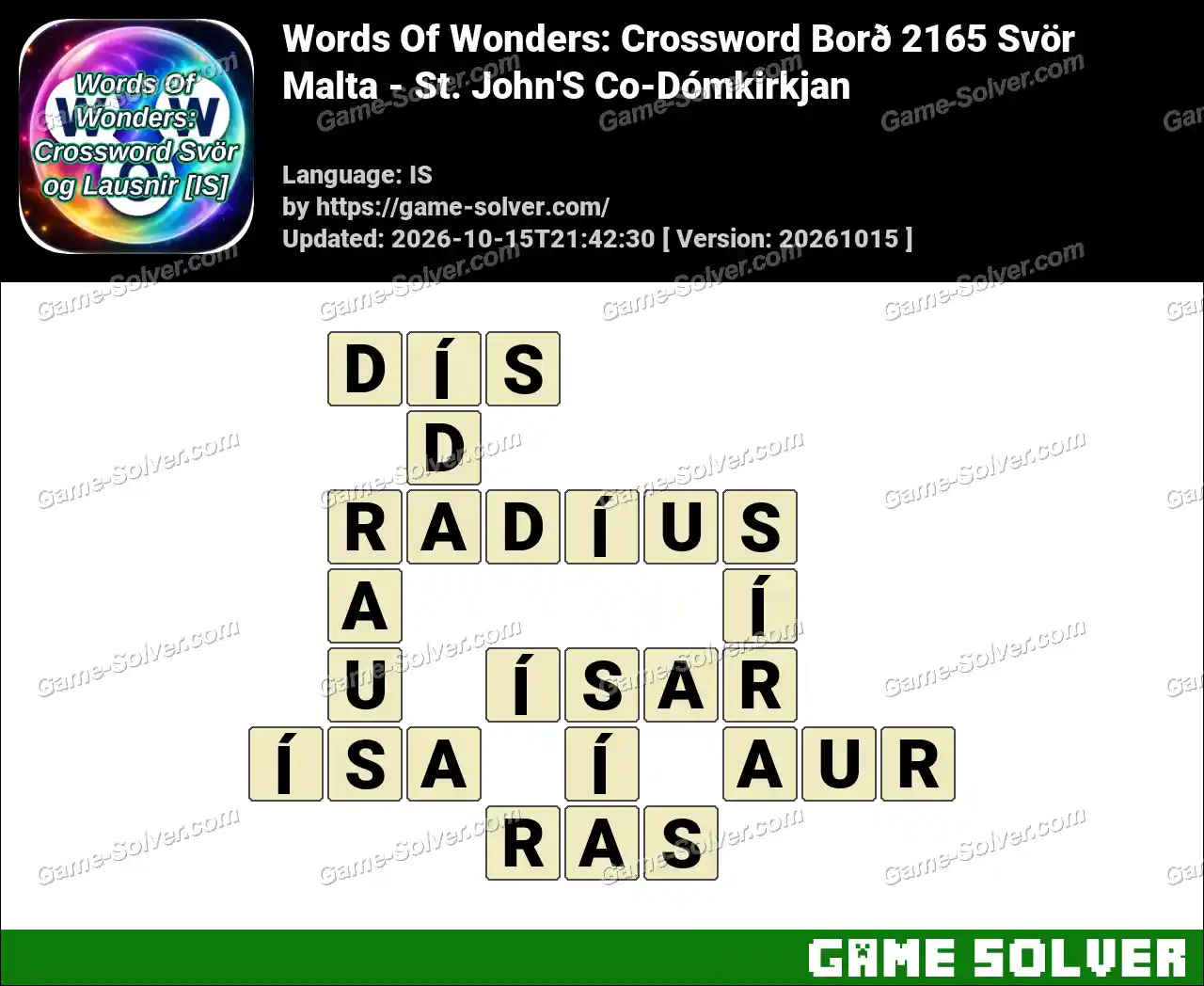 Words Of Wonders: Crossword Borð 2165 Svör – Malta – St. John’S Co-Dómkirkjan